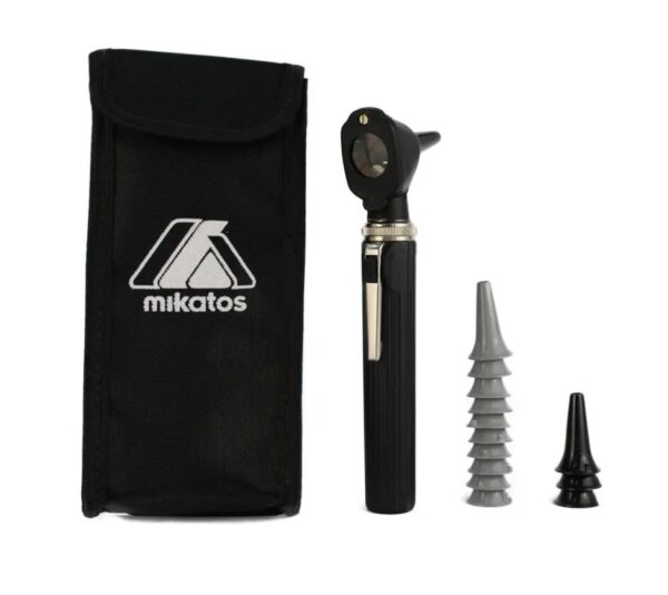 MINI OTOSCOPIO LED E FIBRA PRETO LUZ BRANCA C/ESPEC KIT-205-FO